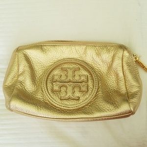 Tory Burch Metallic Leather Cosmetic Bag